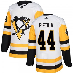 Authentic Adidas Youth Chase Pietila White Away Jersey - NHL Pittsburgh Penguins