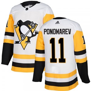 Authentic Adidas Youth Vasily Ponomarev White Away Jersey - NHL Pittsburgh Penguins