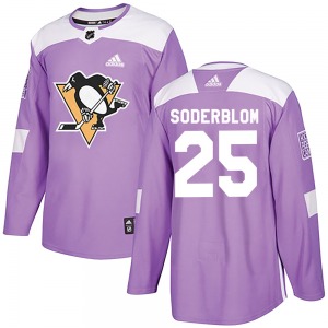 Authentic Adidas Adult Elmer Soderblom Purple Fights Cancer Practice Jersey - NHL Pittsburgh Penguins