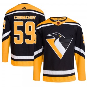 Authentic Adidas Youth Egor Chinakhov Black Reverse Retro 2.0 Jersey - NHL Pittsburgh Penguins