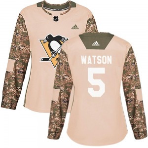 Authentic Adidas Women's Bryan Watson Camo Veterans Day Practice Jersey - NHL Pittsburgh Penguins