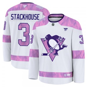 Premium Fanatics Adult Ron Stackhouse White 2024 Hockey Fights Cancer Practice Jersey - NHL Pittsburgh Penguins