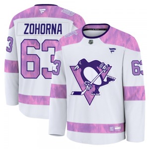 Premium Fanatics Adult Radim Zohorna White 2024 Hockey Fights Cancer Practice Jersey - NHL Pittsburgh Penguins