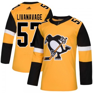 Authentic Adidas Youth Jake Livanavage Gold Alternate Jersey - NHL Pittsburgh Penguins