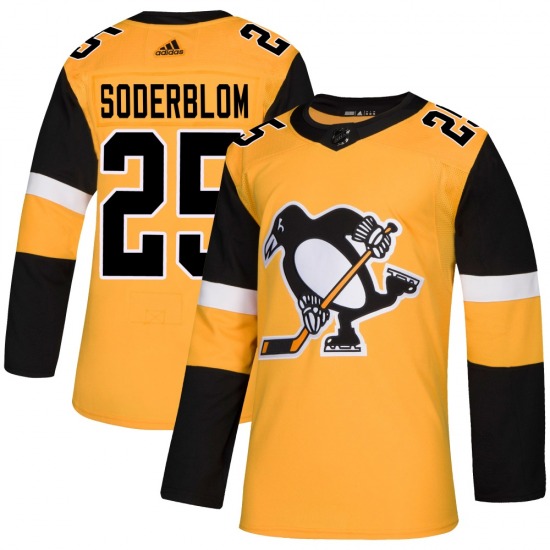Authentic Adidas Youth Elmer Soderblom Gold Alternate Jersey - NHL Pittsburgh Penguins