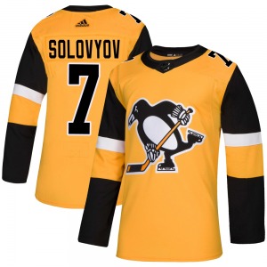 Authentic Adidas Youth Ilya Solovyov Gold Alternate Jersey - NHL Pittsburgh Penguins