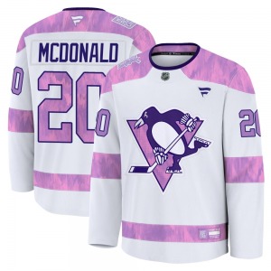 Premium Fanatics Youth Ab Mcdonald White 2024 Hockey Fights Cancer Practice Jersey - NHL Pittsburgh Penguins