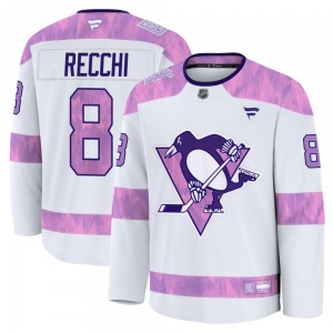 Premium Fanatics Youth Mark Recchi White 2024 Hockey Fights Cancer Practice Jersey - NHL Pittsburgh Penguins