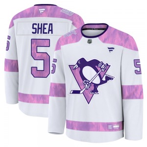 Premium Fanatics Youth Ryan Shea White 2024 Hockey Fights Cancer Practice Jersey - NHL Pittsburgh Penguins