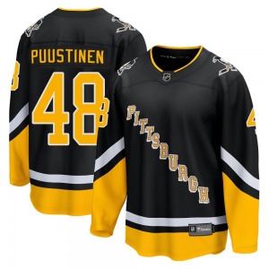 Premier Fanatics Branded Youth Valtteri Puustinen Black 2021/22 Alternate Breakaway Player Jersey - NHL Pittsburgh Penguins