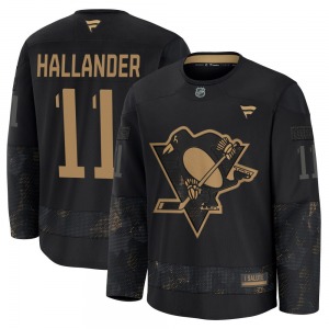 Premium Fanatics Adult Filip Hallander Black 2024 Military Appreciation Practice Jersey - NHL Pittsburgh Penguins
