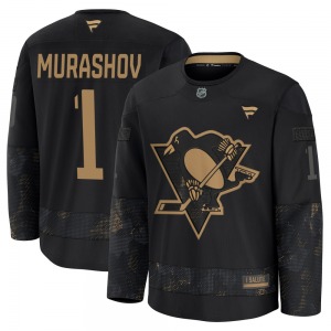 Premium Fanatics Adult Sergei Murashov Black 2024 Military Appreciation Practice Jersey - NHL Pittsburgh Penguins
