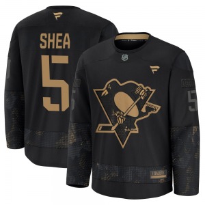 Premium Fanatics Adult Ryan Shea Black 2024 Military Appreciation Practice Jersey - NHL Pittsburgh Penguins