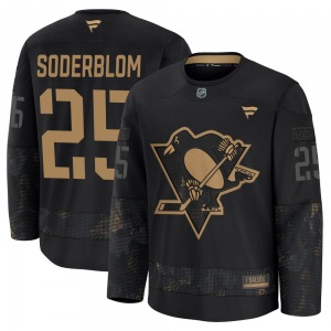 Premium Fanatics Adult Elmer Soderblom Black 2024 Military Appreciation Practice Jersey - NHL Pittsburgh Penguins