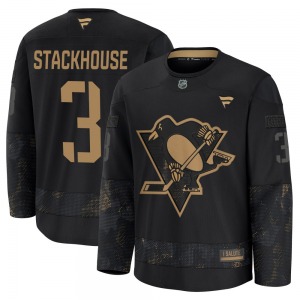 Premium Fanatics Adult Ron Stackhouse Black 2024 Military Appreciation Practice Jersey - NHL Pittsburgh Penguins