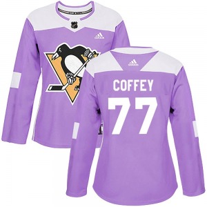Authentic Adidas Women's Paul Coffey Purple Fights Cancer Practice Jersey - NHL Pittsburgh Penguins