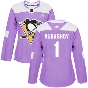 Authentic Adidas Women's Sergei Murashov Purple Fights Cancer Practice Jersey - NHL Pittsburgh Penguins