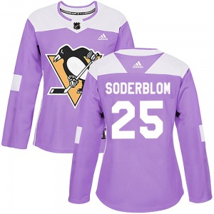 Authentic Adidas Women's Elmer Soderblom Purple Fights Cancer Practice Jersey - NHL Pittsburgh Penguins