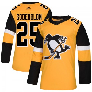 Authentic Adidas Adult Elmer Soderblom Gold Alternate Jersey - NHL Pittsburgh Penguins