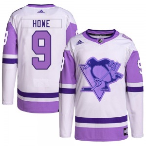 Authentic Adidas Youth Tanner Howe White/Purple Hockey Fights Cancer Primegreen Jersey - NHL Pittsburgh Penguins