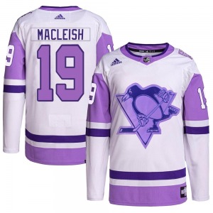 Authentic Adidas Youth Rick Macleish White/Purple Hockey Fights Cancer Primegreen Jersey - NHL Pittsburgh Penguins