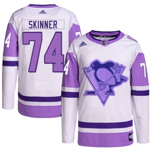 Authentic Adidas Youth Stuart Skinner White/Purple Hockey Fights Cancer Primegreen Jersey - NHL Pittsburgh Penguins
