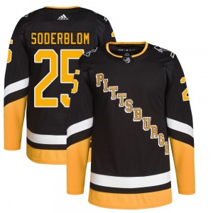 Authentic Adidas Adult Elmer Soderblom Black 2021/22 Alternate Primegreen Pro Player Jersey - NHL Pittsburgh Penguins