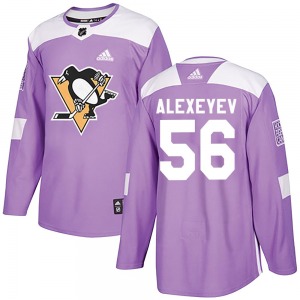 Authentic Adidas Youth Alexander Alexeyev Purple Fights Cancer Practice Jersey - NHL Pittsburgh Penguins