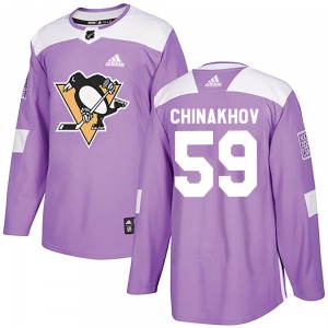 Authentic Adidas Youth Egor Chinakhov Purple Fights Cancer Practice Jersey - NHL Pittsburgh Penguins