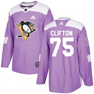 Authentic Adidas Youth Connor Clifton Purple Fights Cancer Practice Jersey - NHL Pittsburgh Penguins