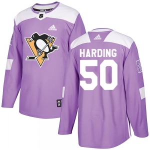 Authentic Adidas Youth Finn Harding Purple Fights Cancer Practice Jersey - NHL Pittsburgh Penguins