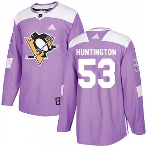 Authentic Adidas Youth Jimmy Huntington Purple Fights Cancer Practice Jersey - NHL Pittsburgh Penguins