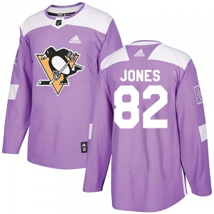 Authentic Adidas Youth Caleb Jones Purple Fights Cancer Practice Jersey - NHL Pittsburgh Penguins