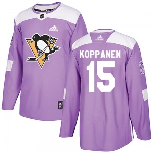 Authentic Adidas Youth Joona Koppanen Purple Fights Cancer Practice Jersey - NHL Pittsburgh Penguins
