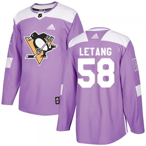 Authentic Adidas Youth Kris Letang Purple Fights Cancer Practice Jersey - NHL Pittsburgh Penguins