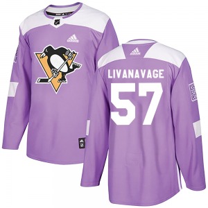 Authentic Adidas Youth Jake Livanavage Purple Fights Cancer Practice Jersey - NHL Pittsburgh Penguins