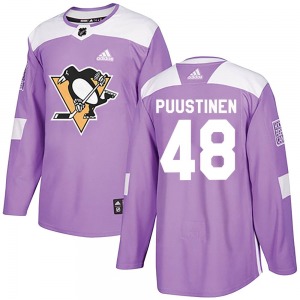 Authentic Adidas Youth Valtteri Puustinen Purple Fights Cancer Practice Jersey - NHL Pittsburgh Penguins