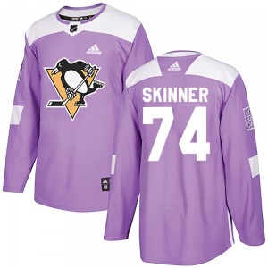 Authentic Adidas Youth Stuart Skinner Purple Fights Cancer Practice Jersey - NHL Pittsburgh Penguins