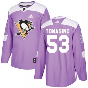 Authentic Adidas Youth Philip Tomasino Purple Fights Cancer Practice Jersey - NHL Pittsburgh Penguins