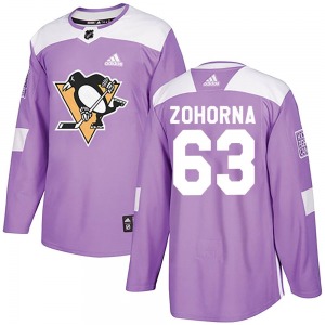 Authentic Adidas Youth Radim Zohorna Purple Fights Cancer Practice Jersey - NHL Pittsburgh Penguins