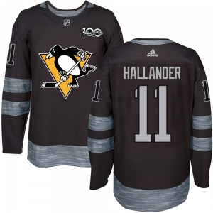 Authentic Adult Filip Hallander Black 1917-2017 100th Anniversary Jersey - NHL Pittsburgh Penguins