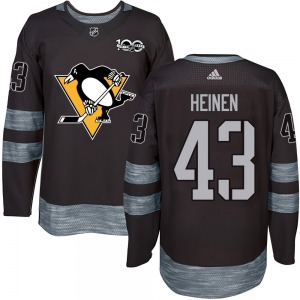 Authentic Adult Danton Heinen Black 1917-2017 100th Anniversary Jersey - NHL Pittsburgh Penguins