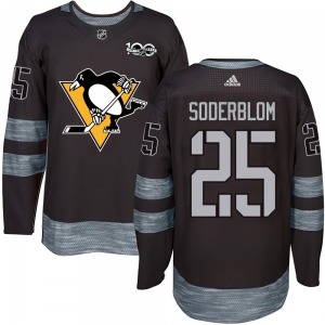 Authentic Adult Elmer Soderblom Black 1917-2017 100th Anniversary Jersey - NHL Pittsburgh Penguins