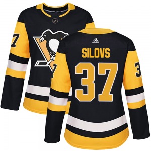 Authentic Adidas Women's Arturs Silovs Black Home Jersey - NHL Pittsburgh Penguins